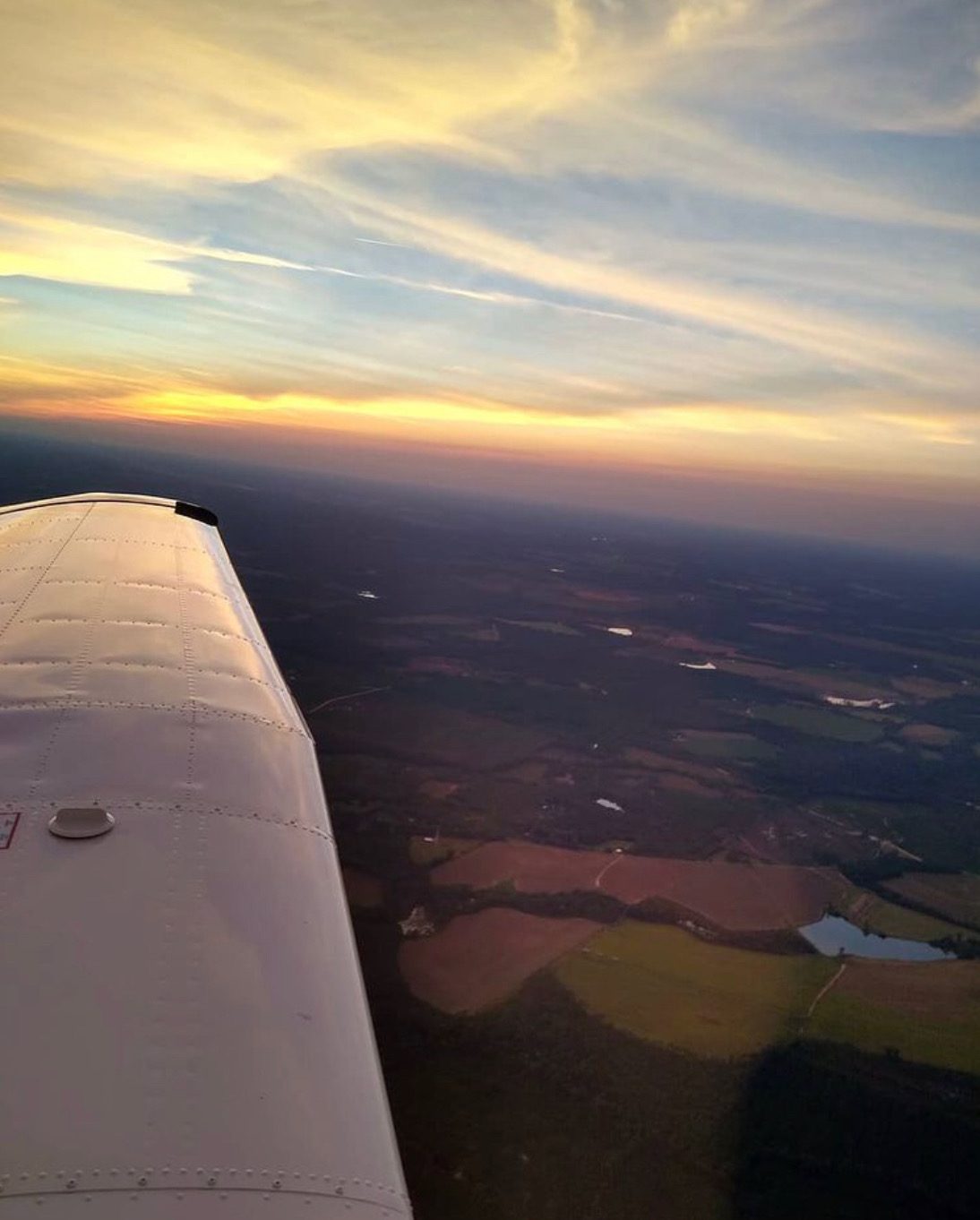 Sunset over the wing