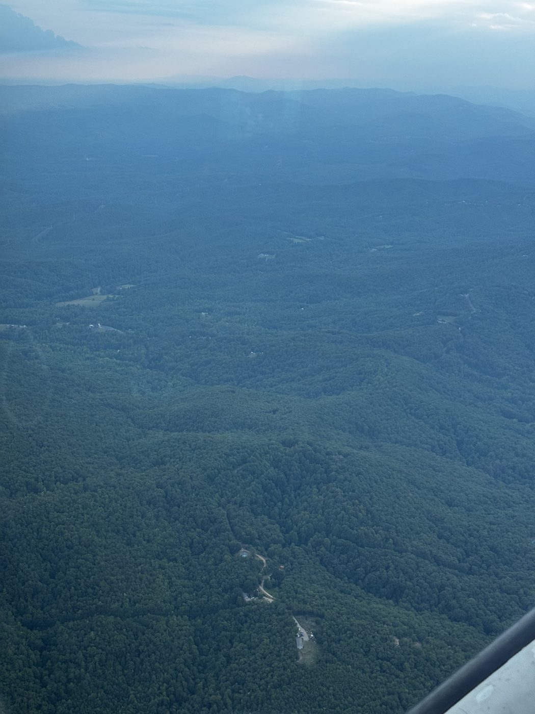 The Blue Ridge foothills from the air